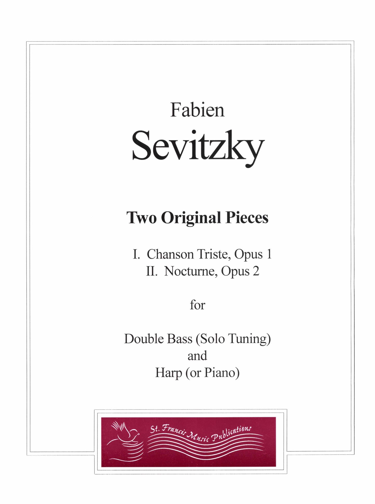 Sevitzky Two Original Pieces for Double Bass & Piano