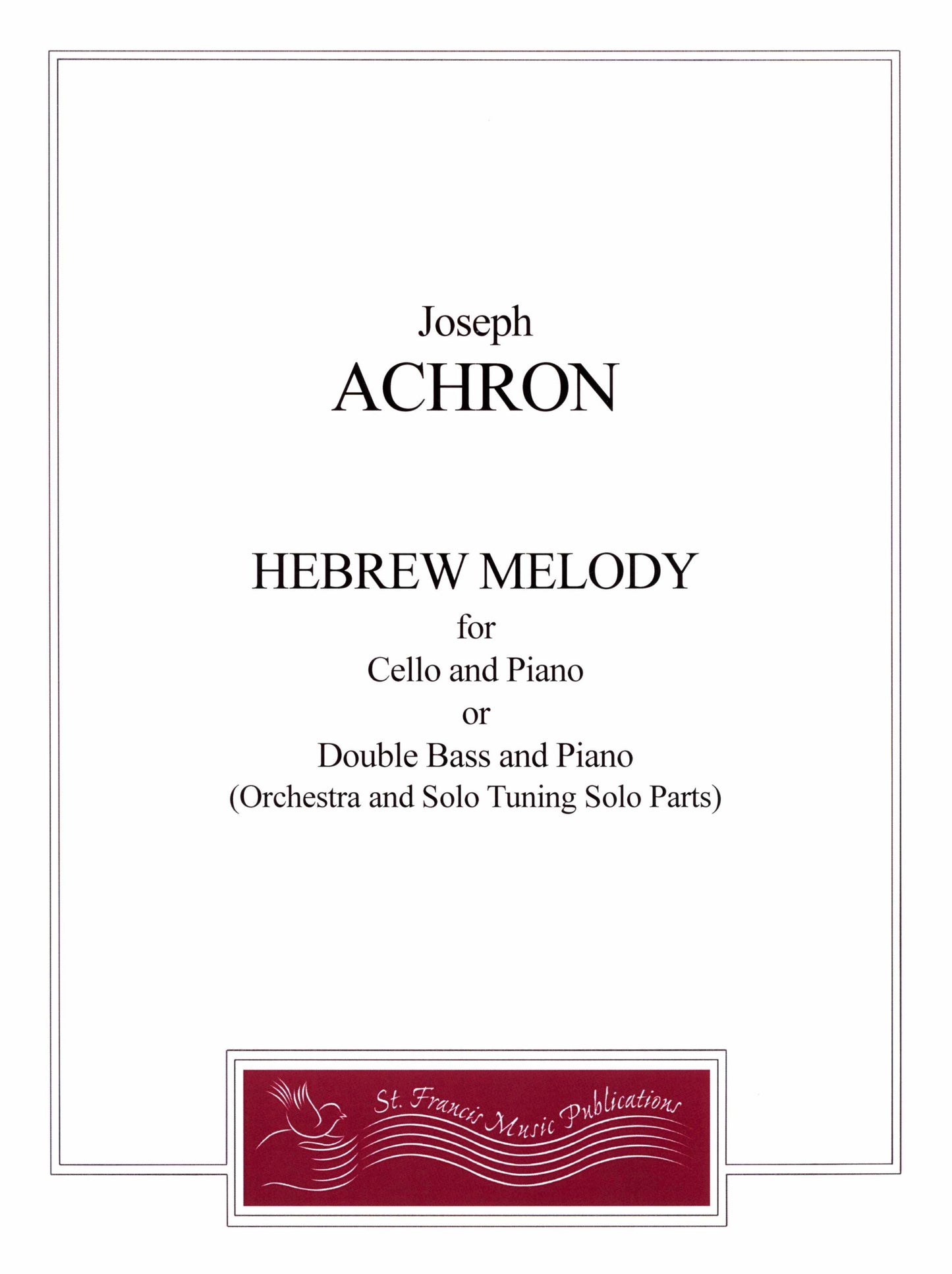 Achron Hebrew Melody, for Double Bass & Piano