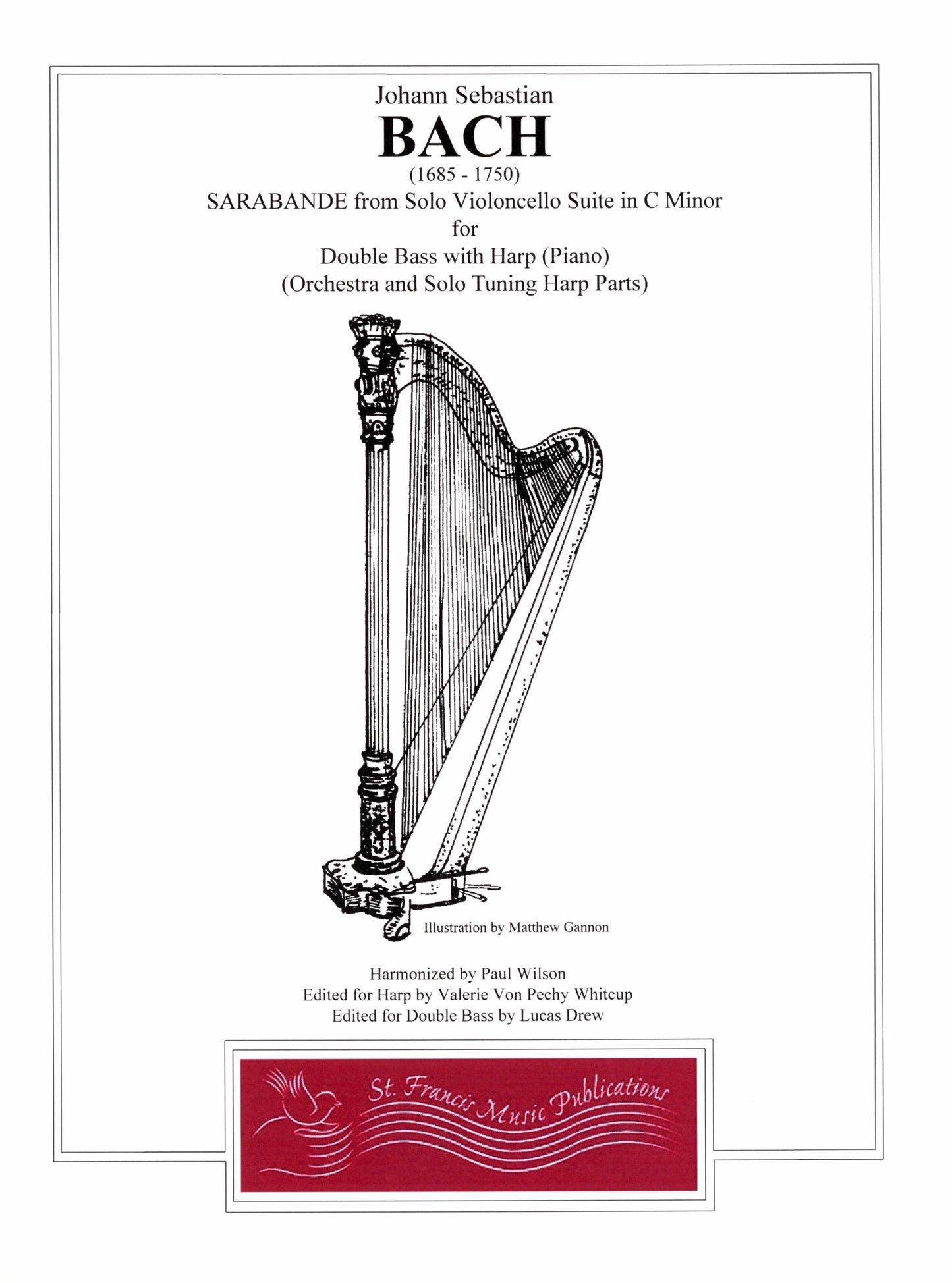 Bach Sarabande from Solo Violoncello Suite No. 5 in C Minor for Double Bass with Piano