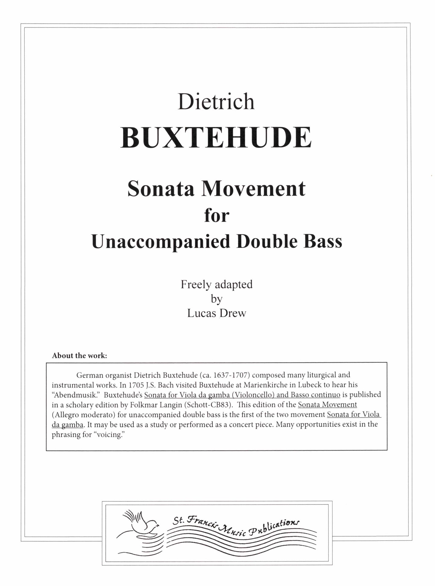Buxtehude Sonata Movement for Unaccompanied Double Bass