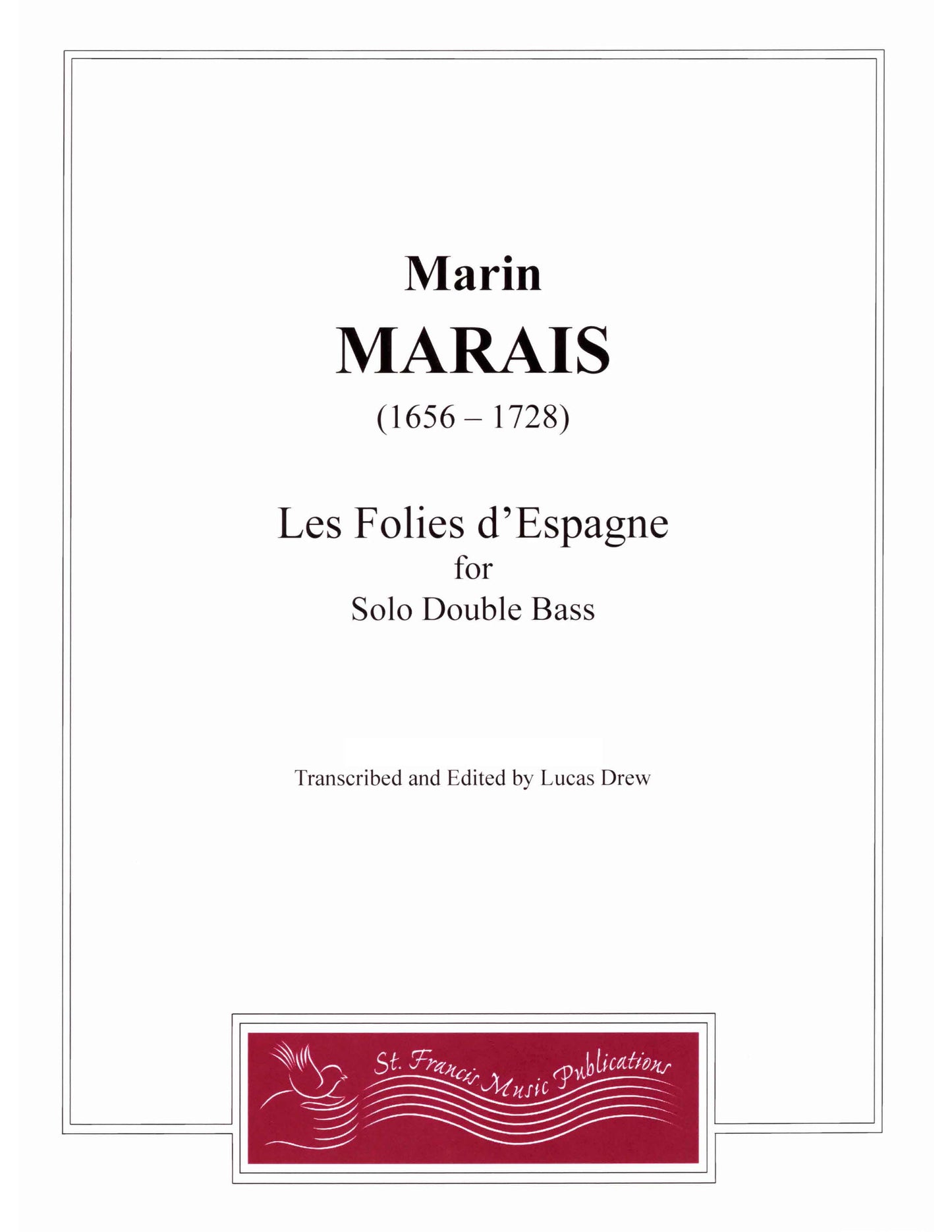 Marais Folies d'Espagne for Solo Double Bass