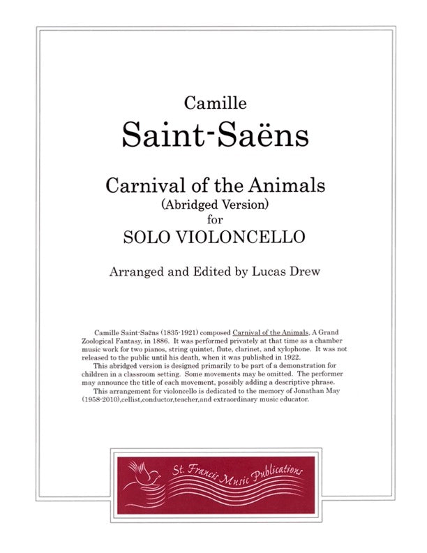 Saint-Saens Carnival of the Animals for Solo Violoncello
