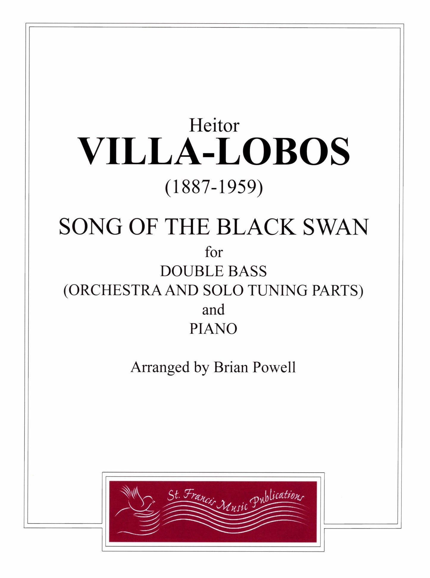Villa-Lobos Song of the Black Swan. for Double Bass and Piano