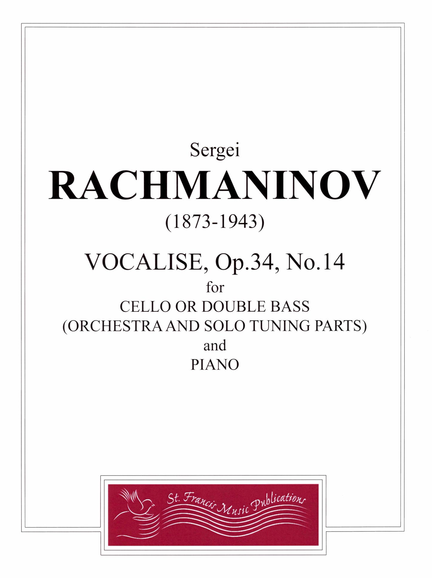 Rachmaninov Vocalise, Op. 34, No. 14 for Double Bass and Piano