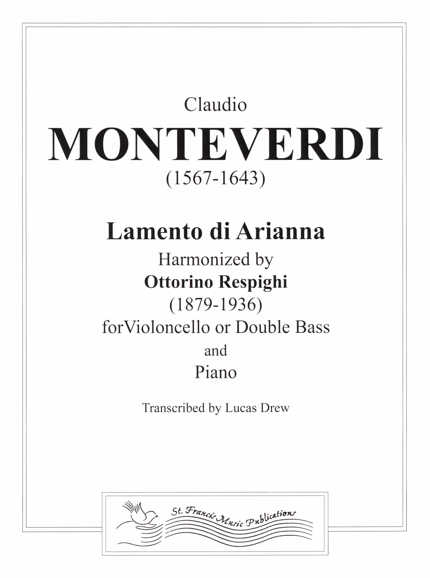 Monteverdi Lamento di Arianna for Double Bass and Piano