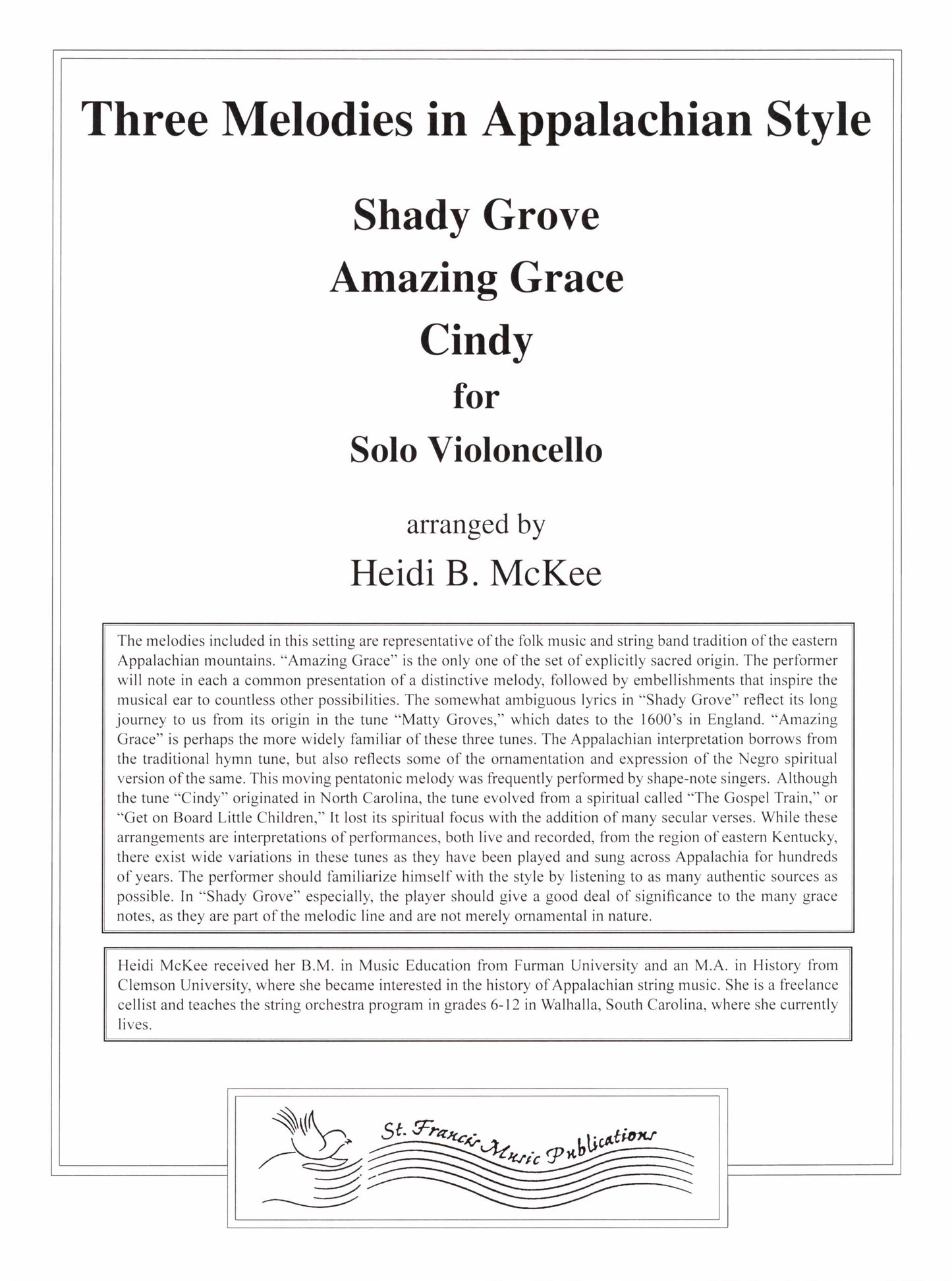 Three Melodies in Appalachian Style for Solo Cello