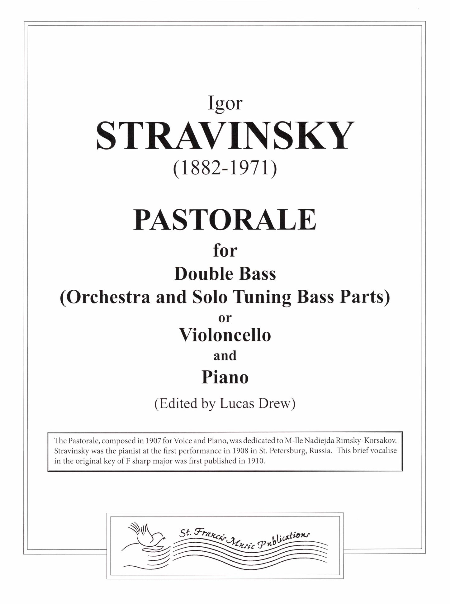 Stravinsky Pastorale for Double Bass & Piano