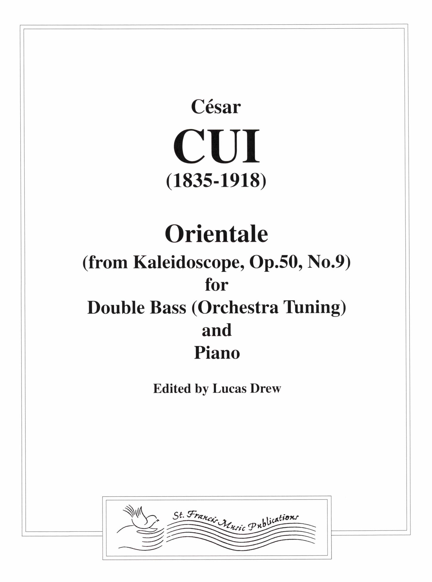 Cui Orientale from Kaleidoscope, Op. 50, No. 9 for Double Bass & Piano