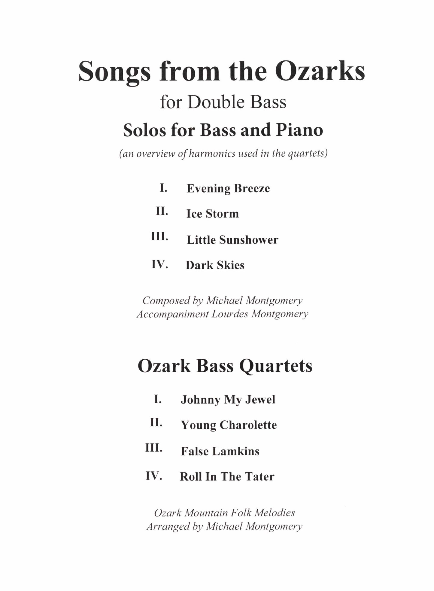 Montgomery Songs from the Ozarks for Double Bass and Piano