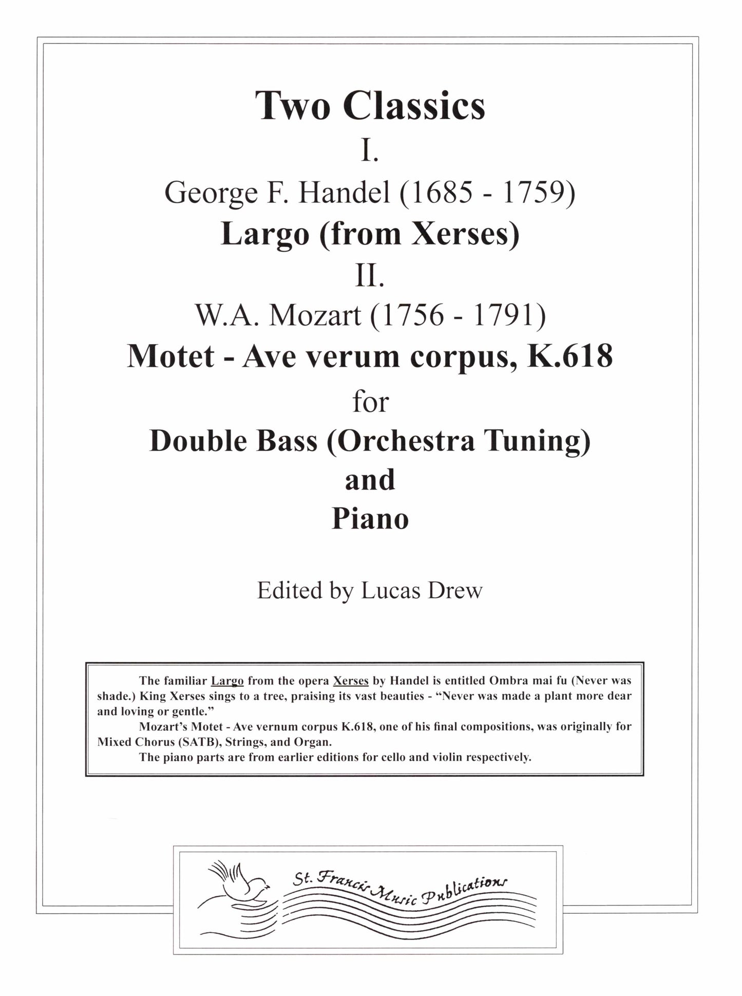 Two Classics for Double Bass and Piano