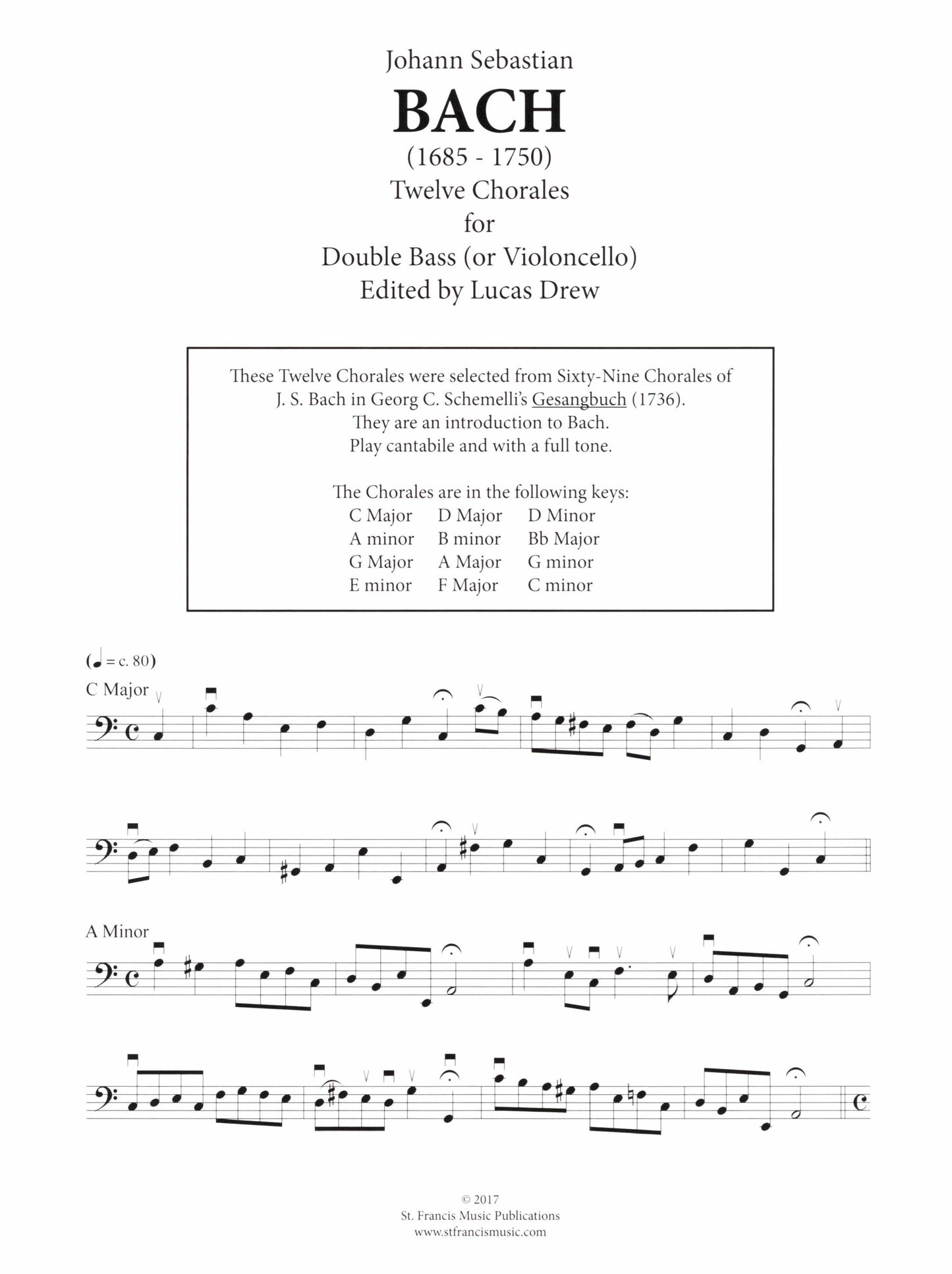 Bach Twelve Chorales for Double Bass