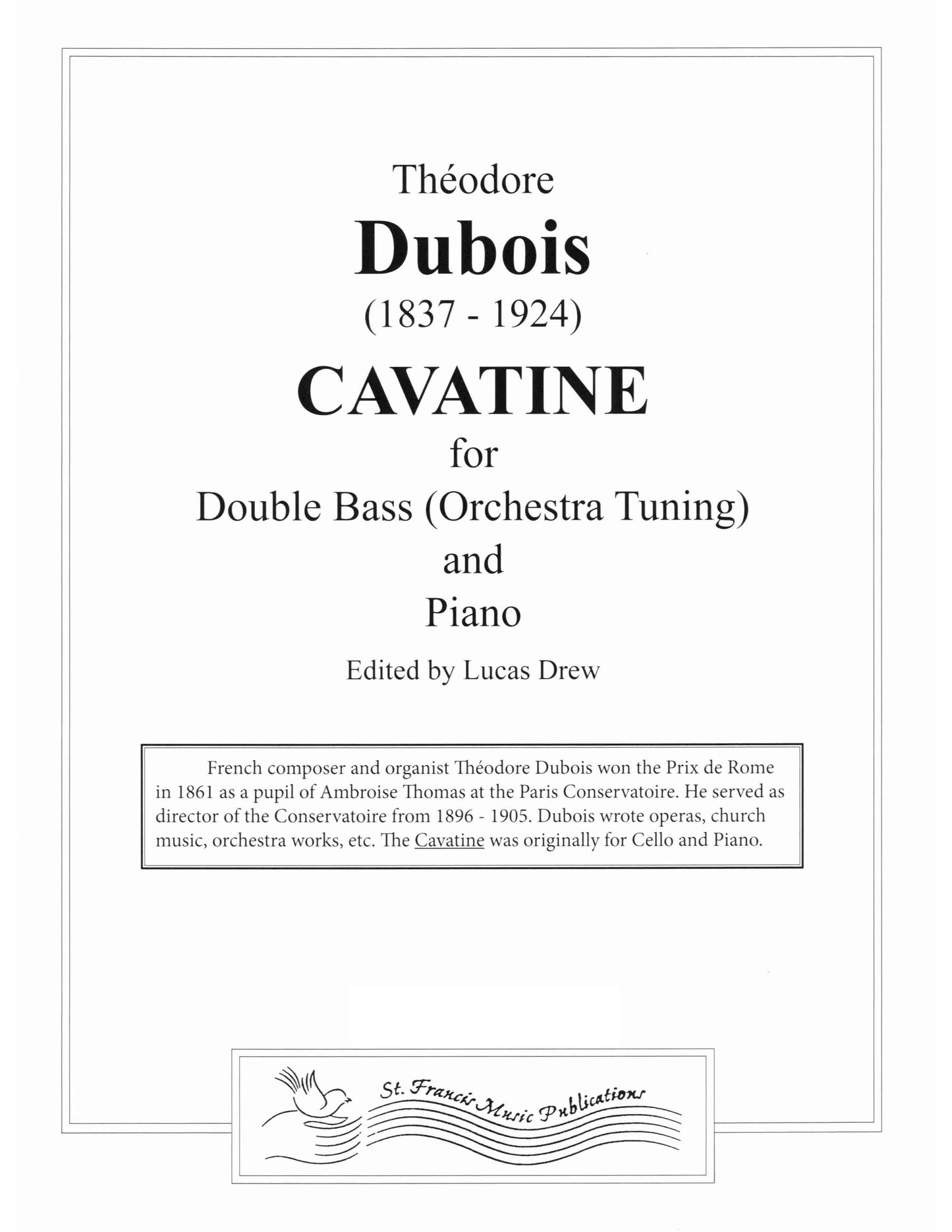 Dubois Cavatine for Double Bass & Piano