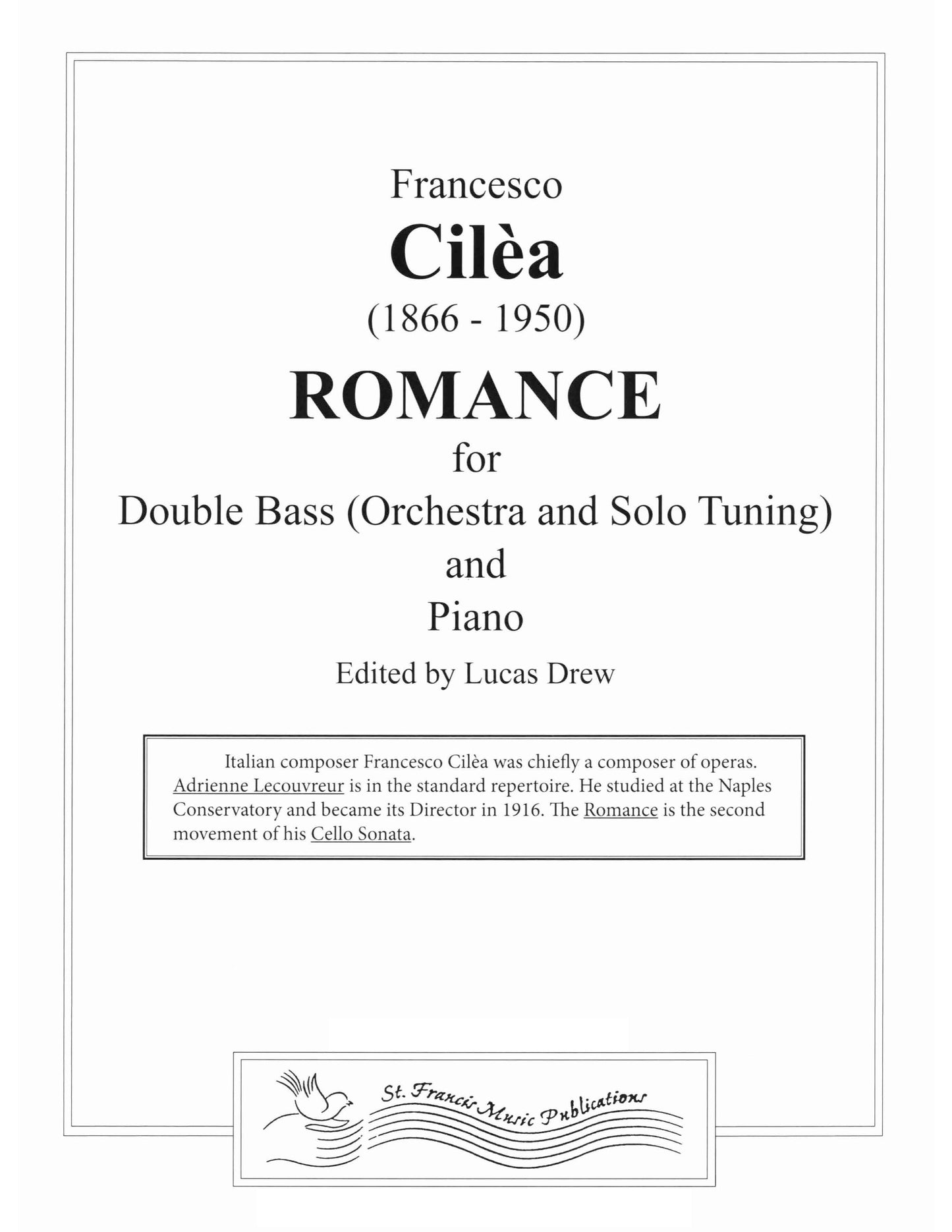 Cilea Romance for Double Bass & Piano