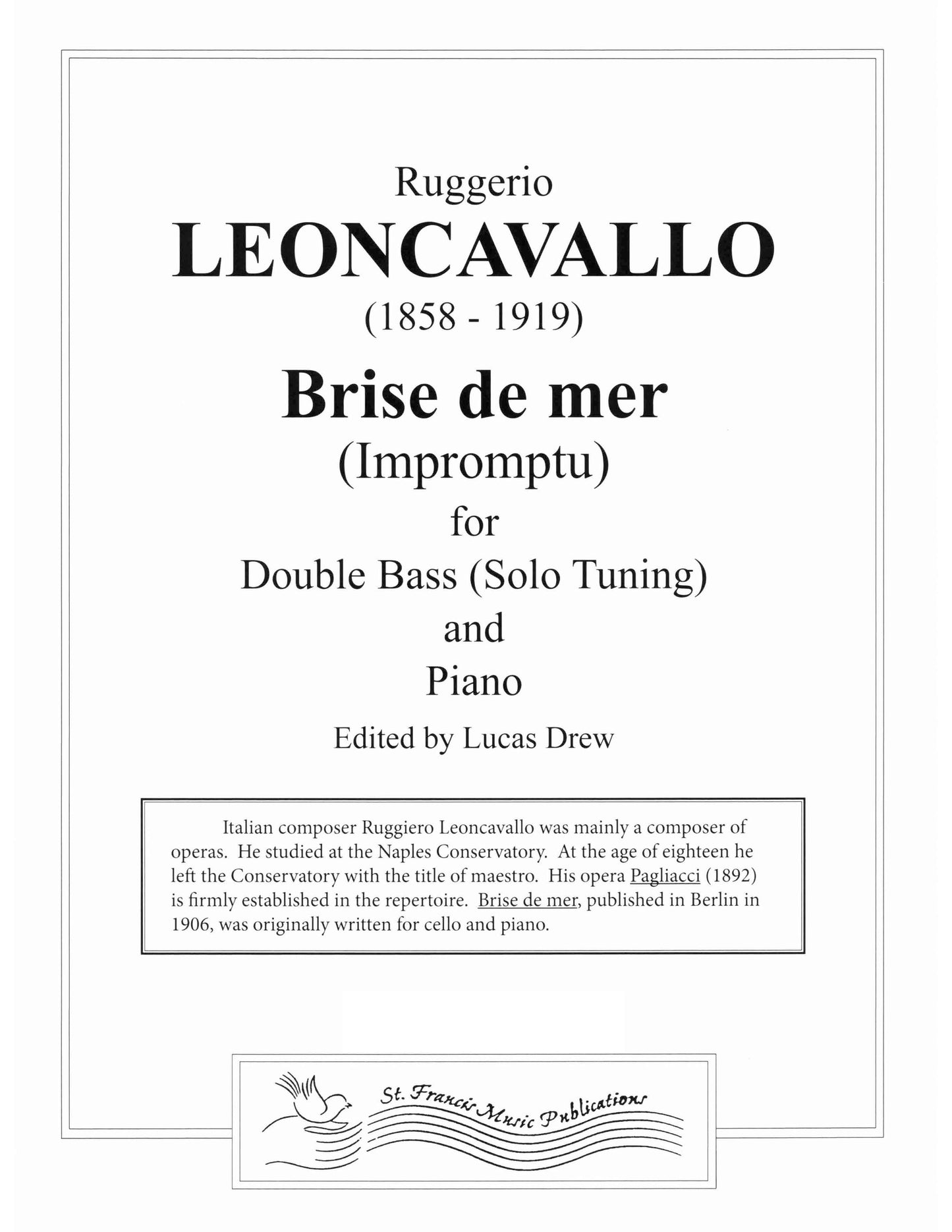 Leonvavallo Brise de mer for Double Bass & Piano