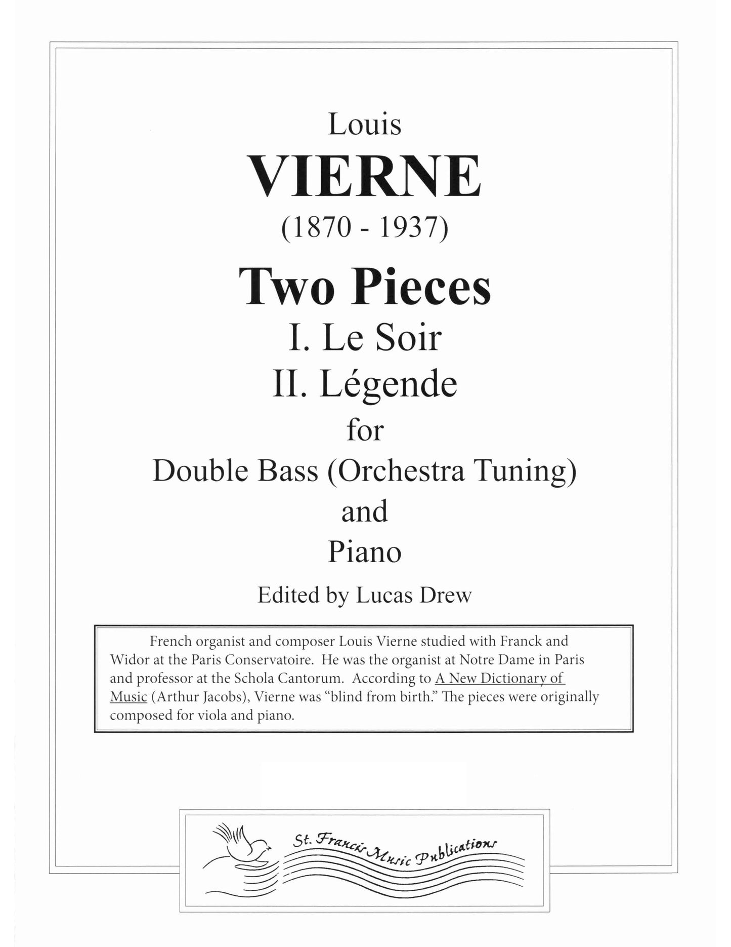 Vierne Two Pieces for Double Bass & Piano