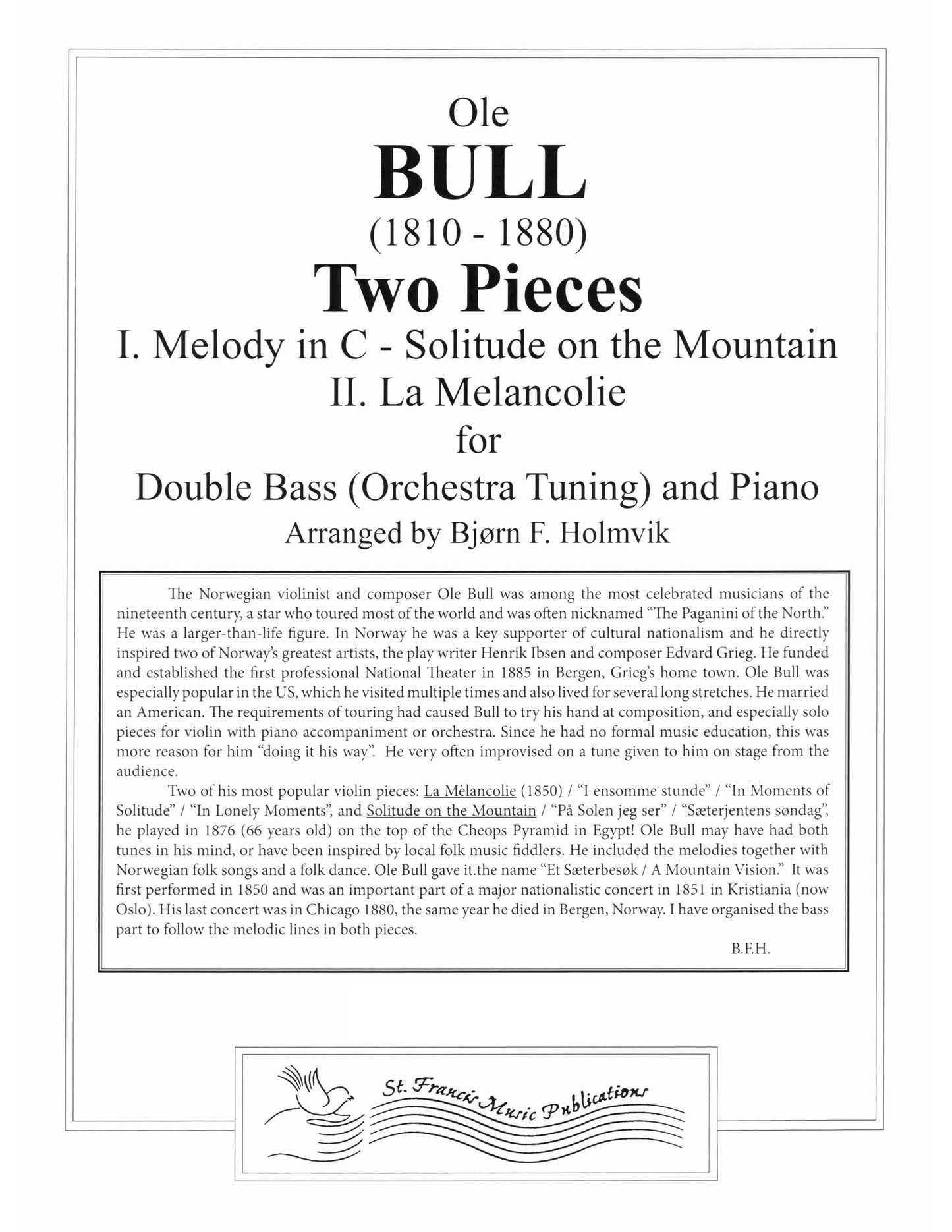 Bull Two (2) Pieces for Double Bass & Piano