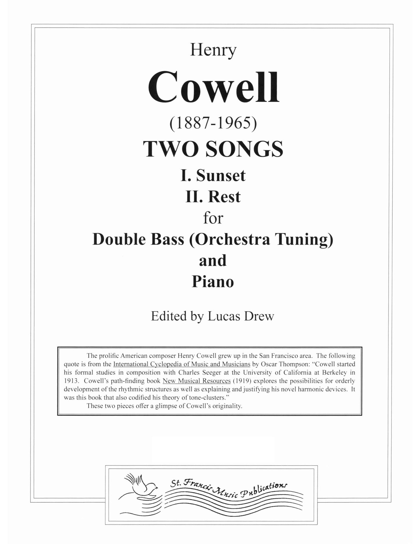 Cowell Two Songs for Double Bass & Piano