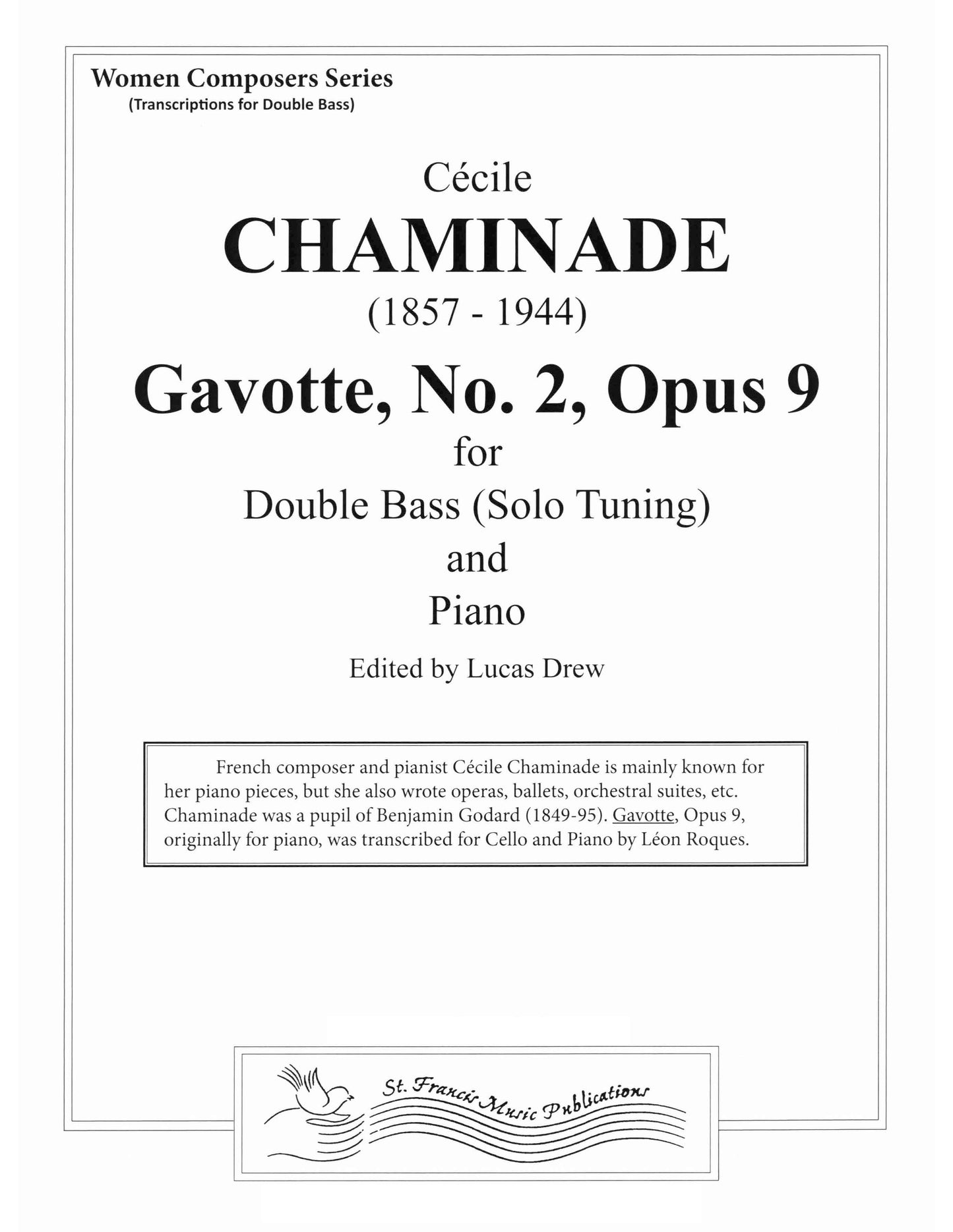 Chaminade Gavotte No. 2 Opus 9 for Double Bass & Piano