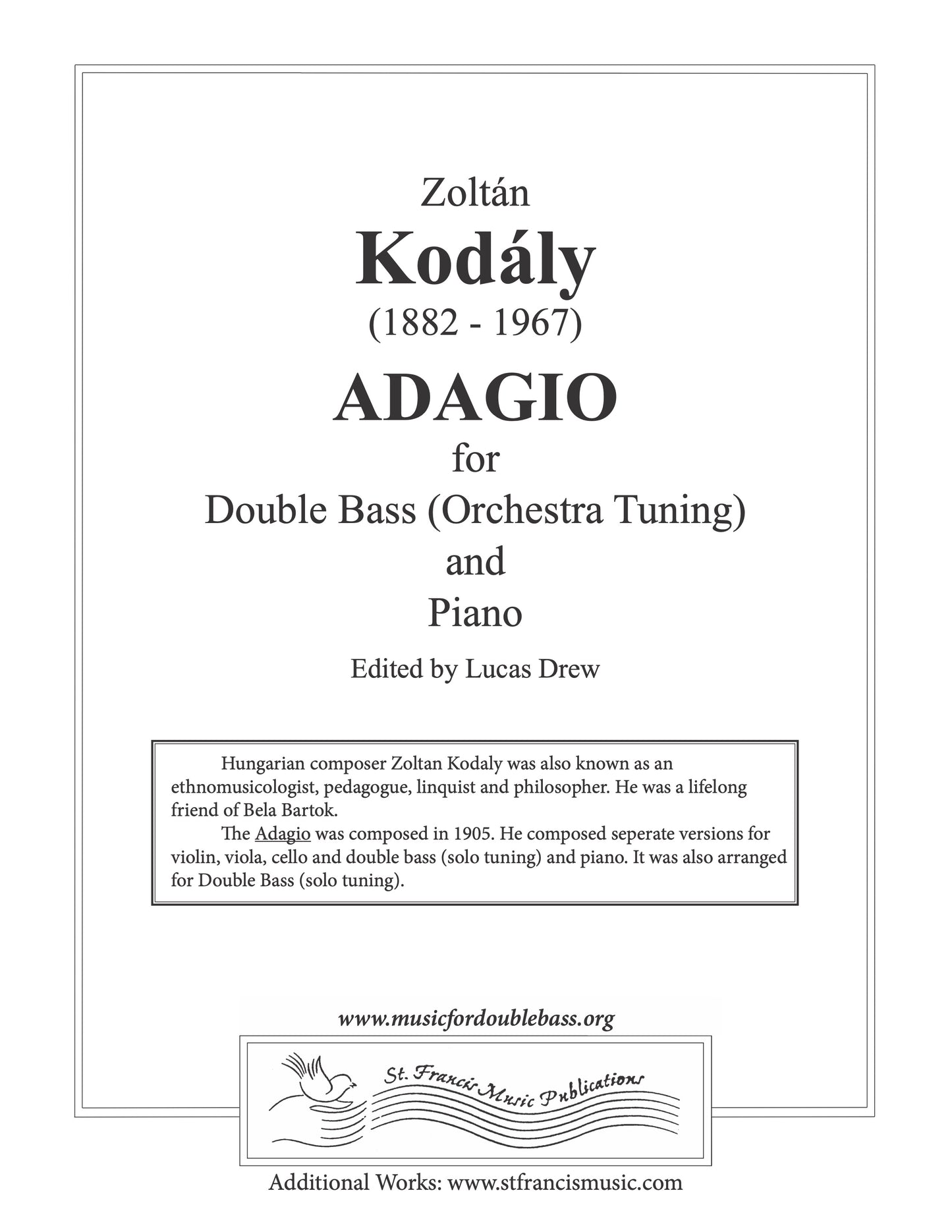 Kodaly Adagio for Double Bass & Piano
