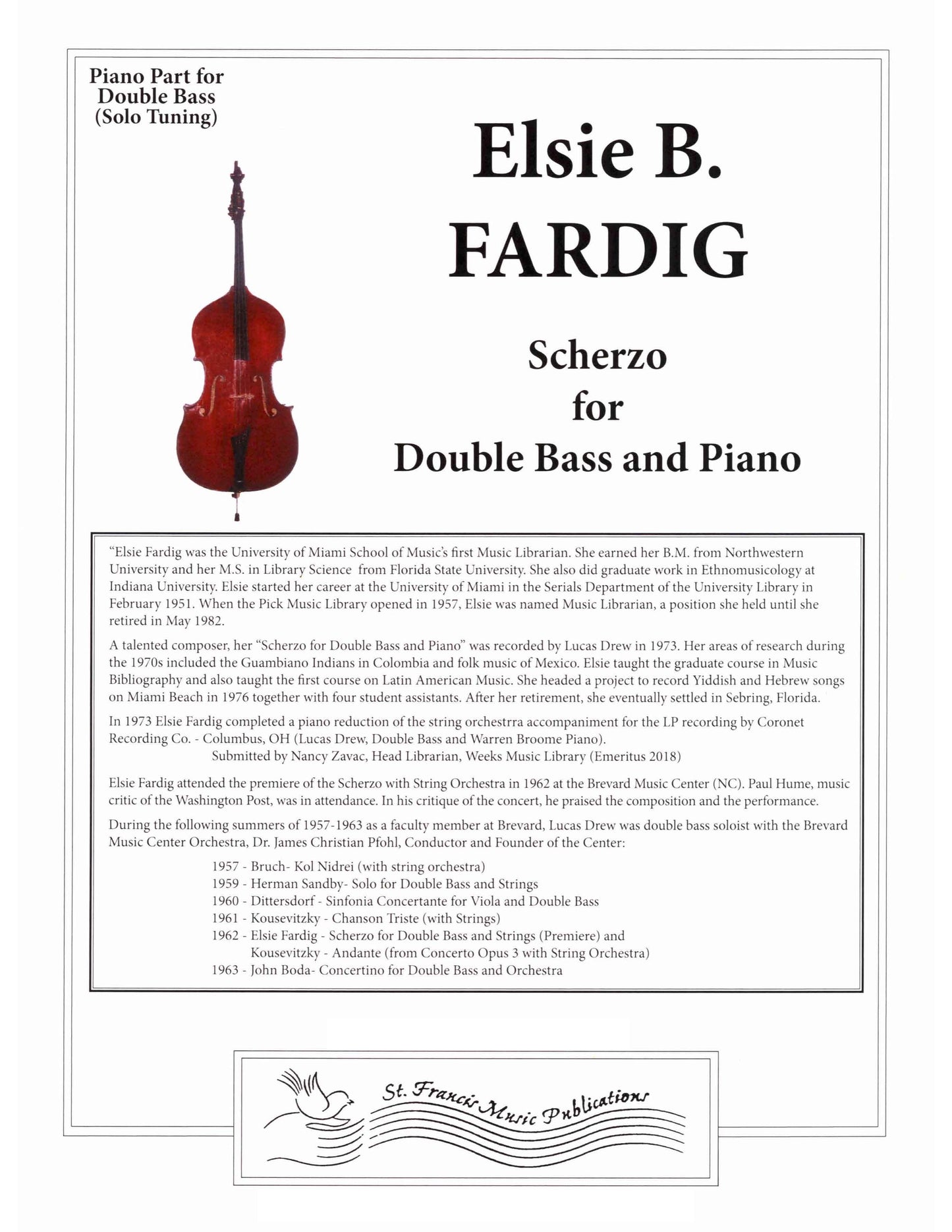 Fardig Scherzo for Double Bass and Piano