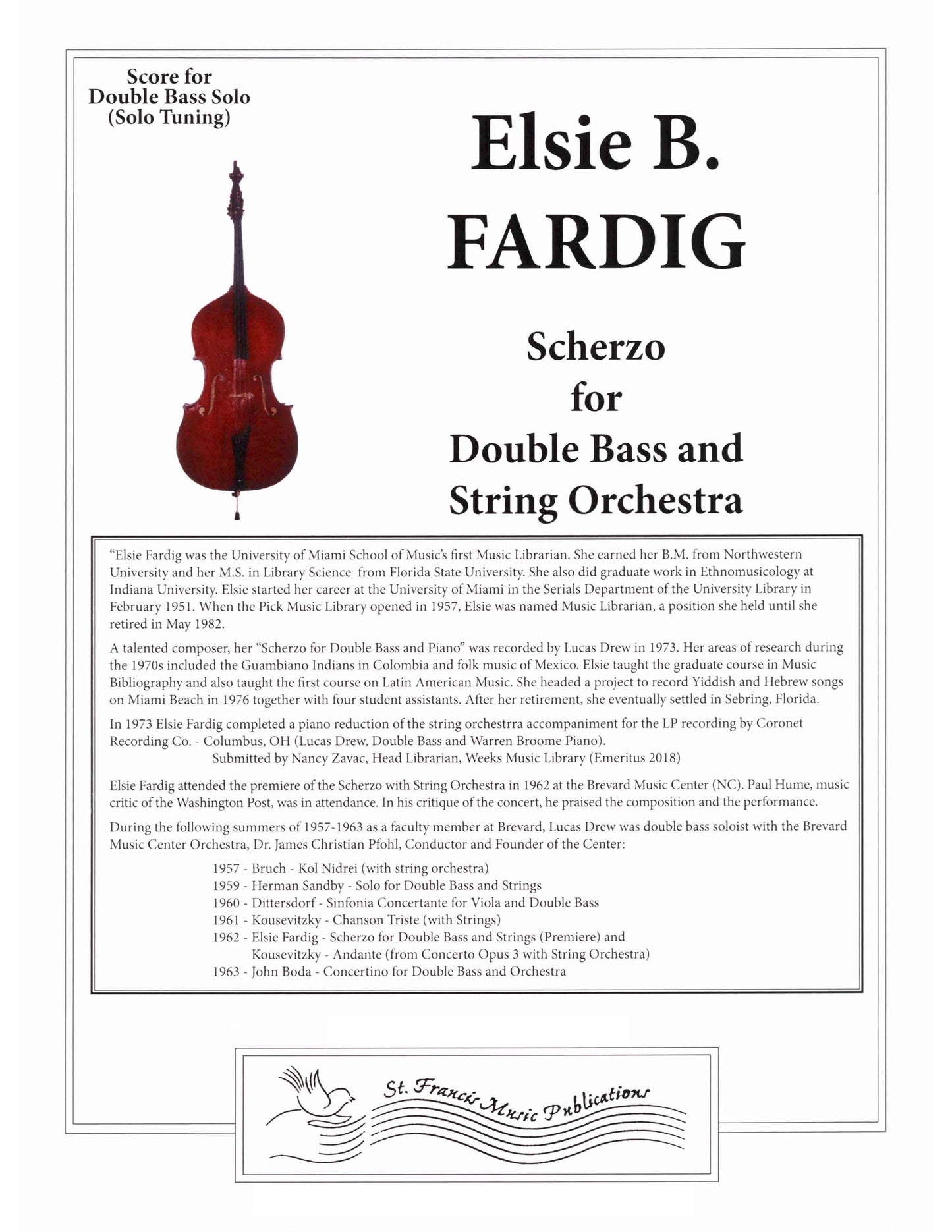 Fardig Scherzo for Double Bass and String Orchestra