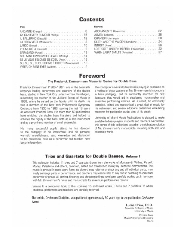 Trios and Quartets for Double Basses, Vol. 1