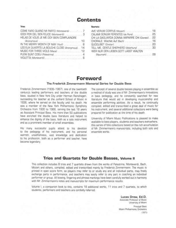 Trios and Quartets for Double Basses, Vol. 2