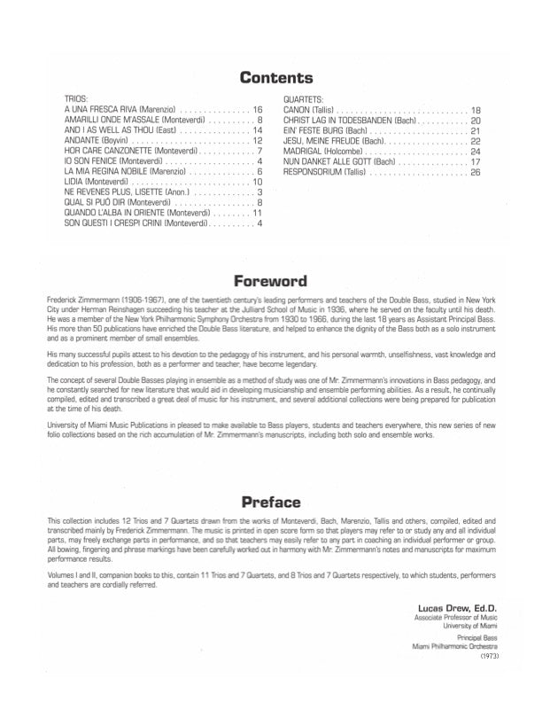 Trios and Quartets for Double Basses, Vol. 3